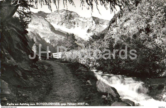 Partie am Aufstieg zum Rotguldensee geg. Hafner 3087 m - mountain path - mountains - Alps - 1965 - Austria - used - JH Postcards