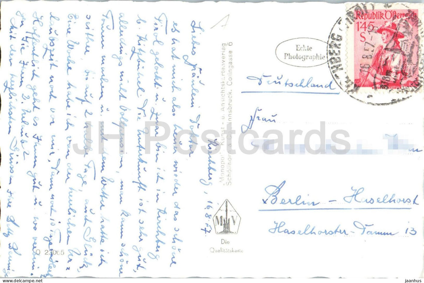 Kitzbuhel gegen Wilden Kaiser - Tirol - town panorama - mountains - 23065 - old postcard - 1957 - Austria - used