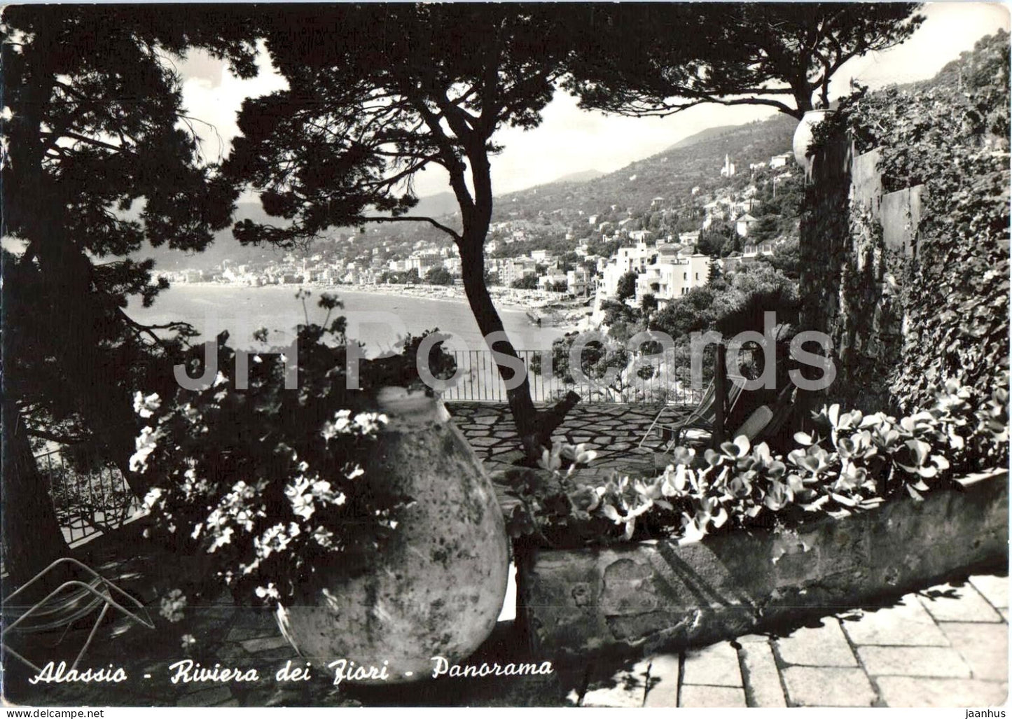 Alassio - Riviera dei Fiori - Panorama - seaside resort coastal town panorama - 166 - old postcard - 1957 - Italy - used - JH Postcards