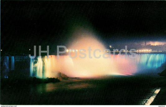 Horseshoe Falls - Illuminated - Niagara Falls - night illumination - Canada - unused - JH Postcards