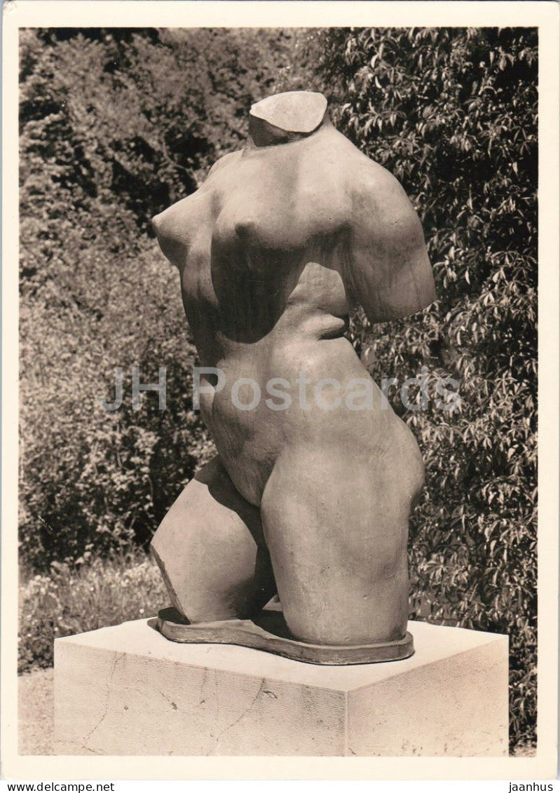 sculpture by Aristide Maillol - Torso - French art - old postcard - Switzerland - used - JH Postcards