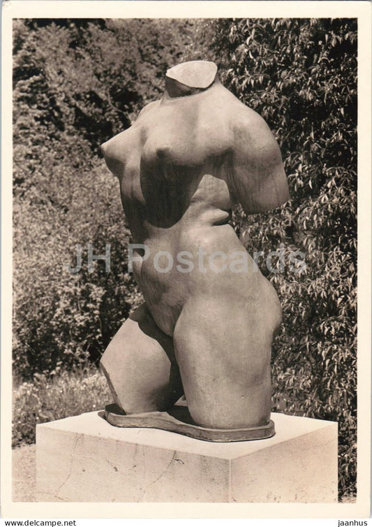 sculpture by Aristide Maillol - Torso - French art - old postcard - Switzerland - used - JH Postcards