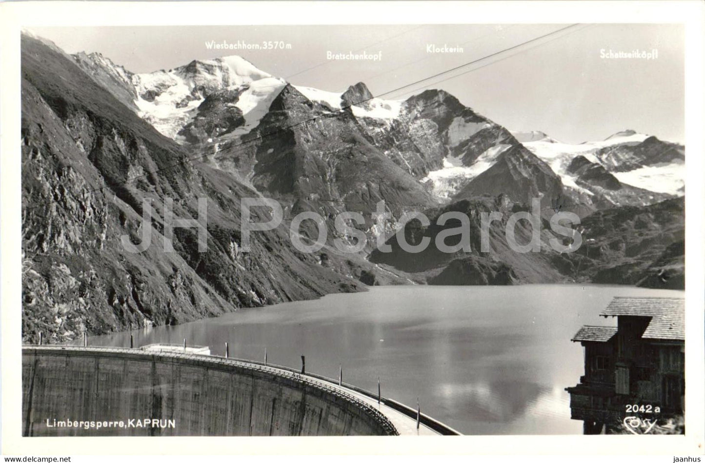 Limbergsperre - Kaprun - Dam - mountains - reservoir - 2042a - old postcard - Austria - unused - JH Postcards