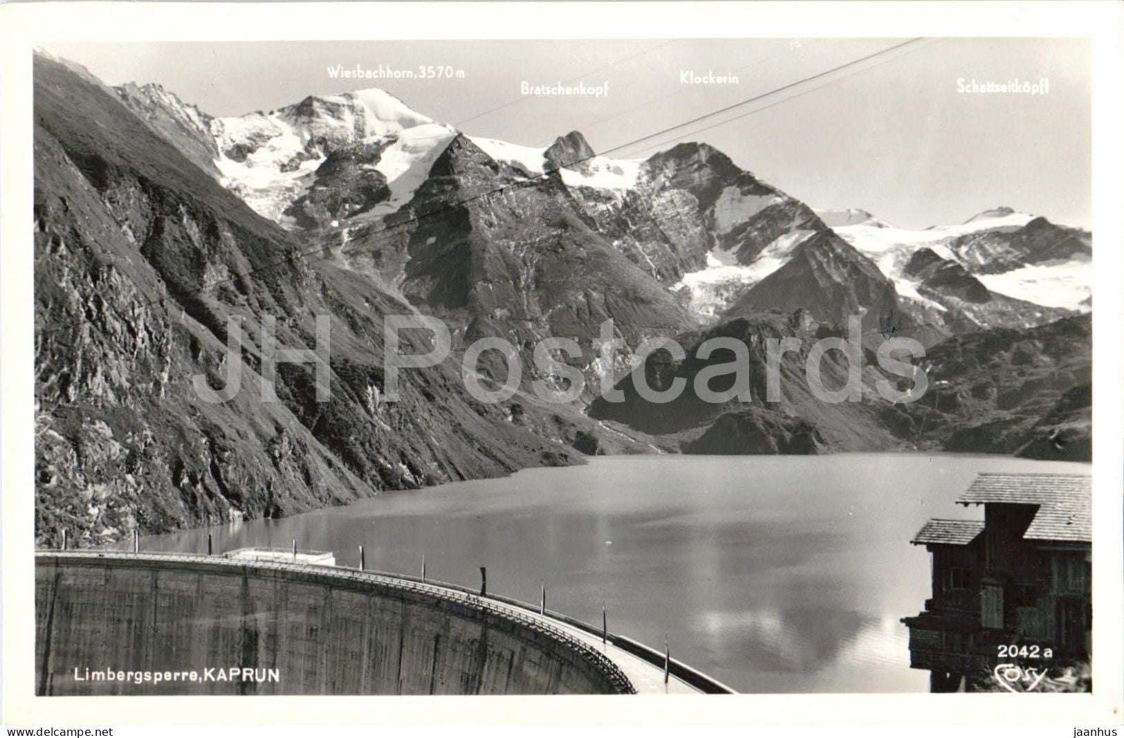 Limbergsperre - Kaprun - Dam - mountains - reservoir - 2042a - old postcard - Austria - unused - JH Postcards