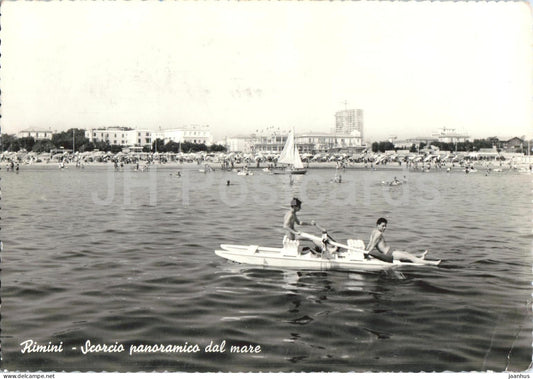 Rimini - Scorcio panoramico dal mare - panoramic view from the sea - beach - boat - 027527 - 1960 - Italy - used - JH Postcards
