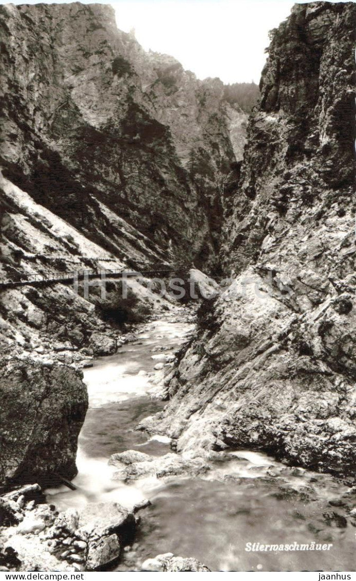 Stierwaschmauer - canyon - river - rock formations - Jausenstation zum Otscherhias - old postcard - Austria - unused - JH Postcards
