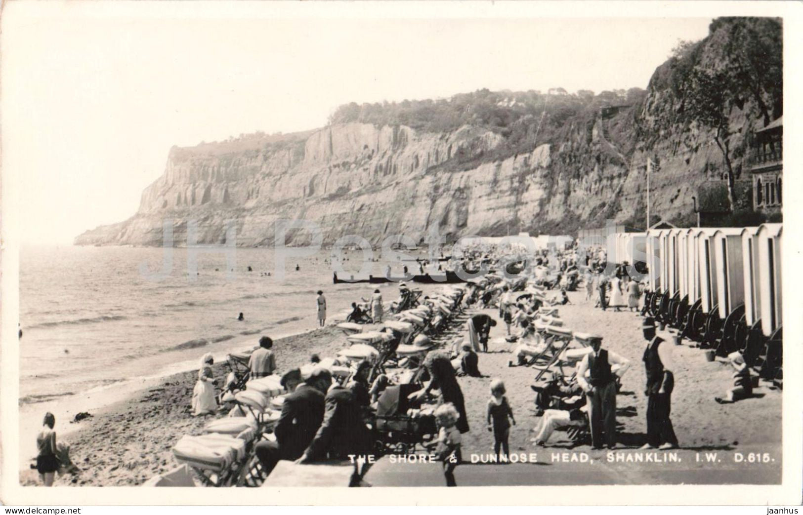 The Shore & Dunnose Head - Shanklin - I.W. - beach - cliff - old postcard - 1957 - England - United Kingdom - used - JH Postcards