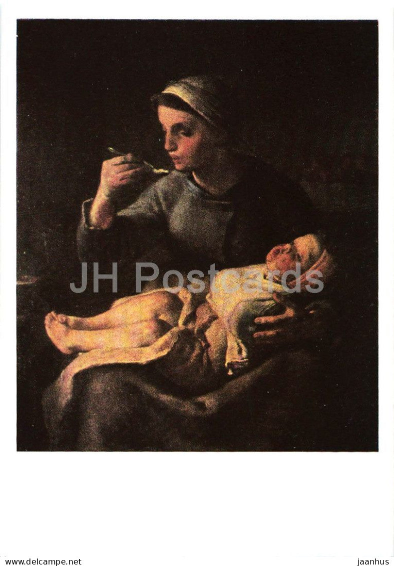 painting by Jean-Francois Millet - The Porridge - French art - 1968 - Russia USSR - unused - JH Postcards