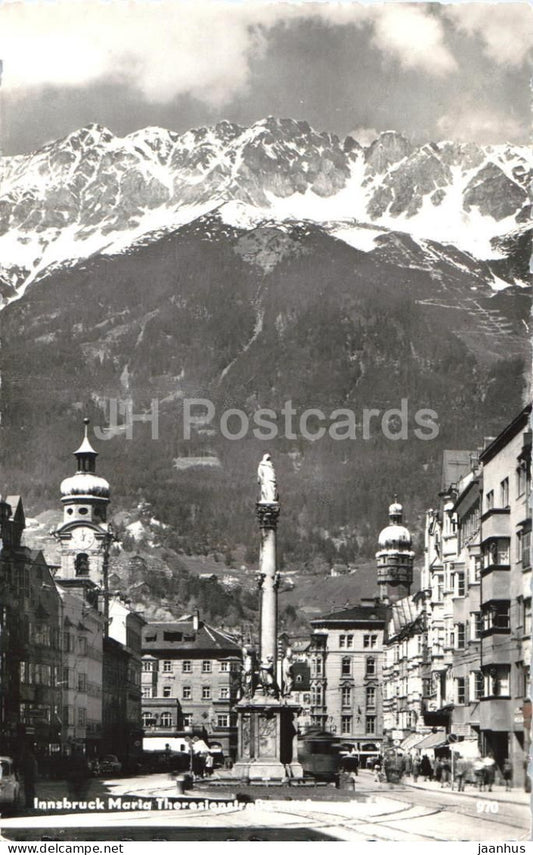 Innsbruck - Maria Theresienstrasse - main street - monument - old postcard - 970 - 1957 - Austria - used - JH Postcards