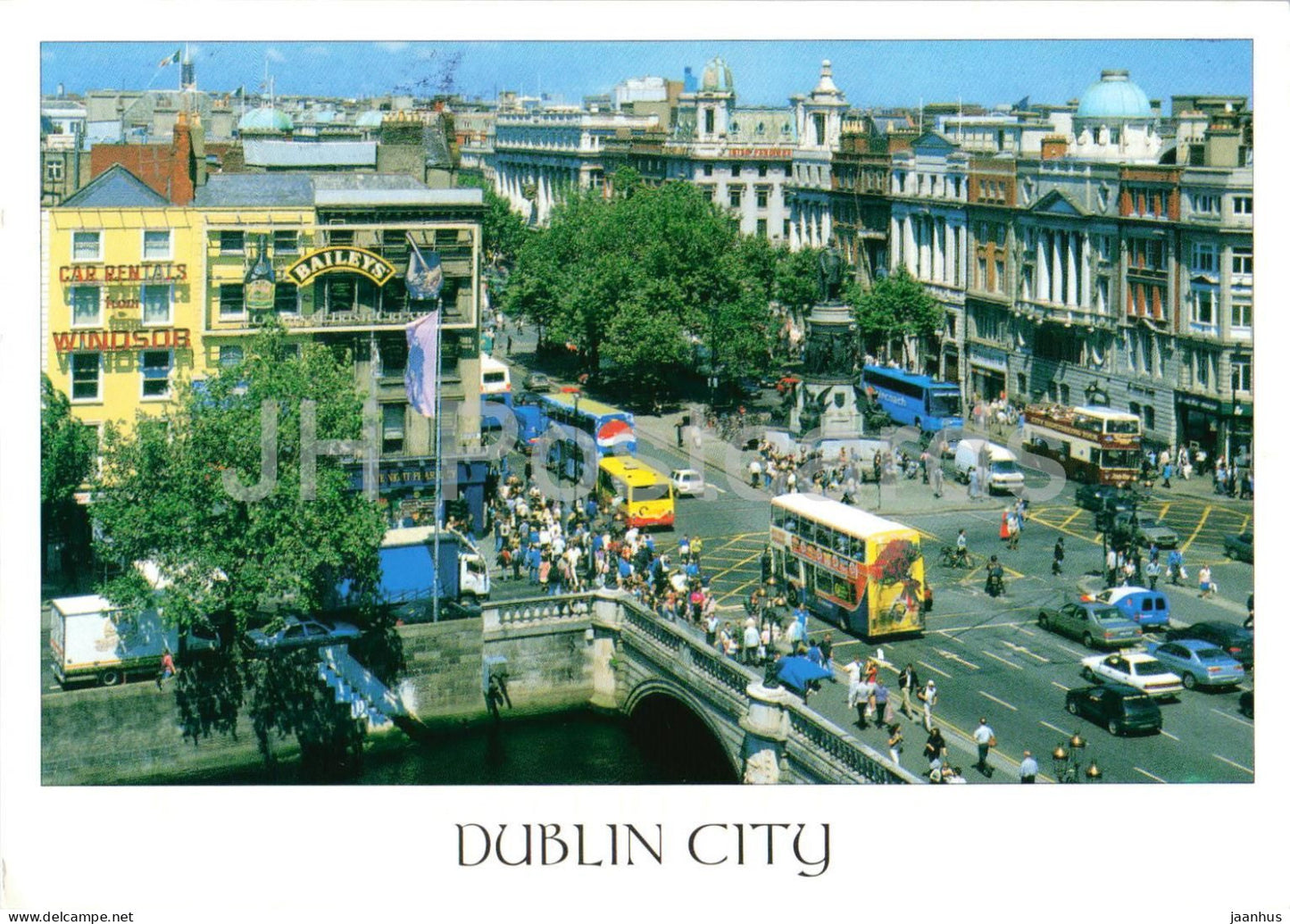 Dublin City - O'Connell Street view - bus - bridge - 2010 - Ireland - used - JH Postcards