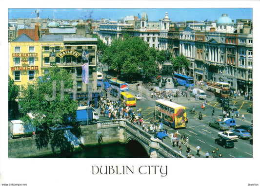 Dublin City - O'Connell Street view - bus - bridge - 2010 - Ireland - used - JH Postcards