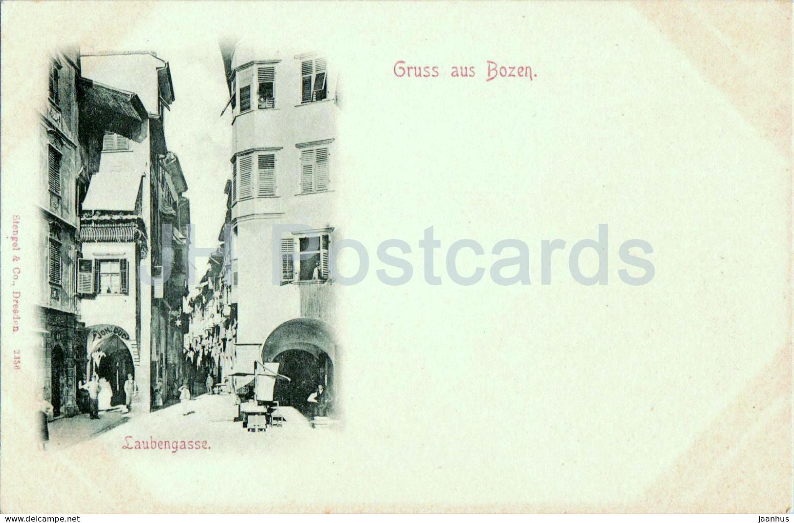 Gruss aus Bozen - Laubengasse - Greetings from Bolzano - street view - 2356 - old postcard - Italy - unused - JH Postcards