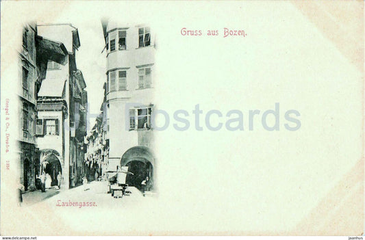 Gruss aus Bozen - Laubengasse - Greetings from Bolzano - street view - 2356 - old postcard - Italy - unused - JH Postcards