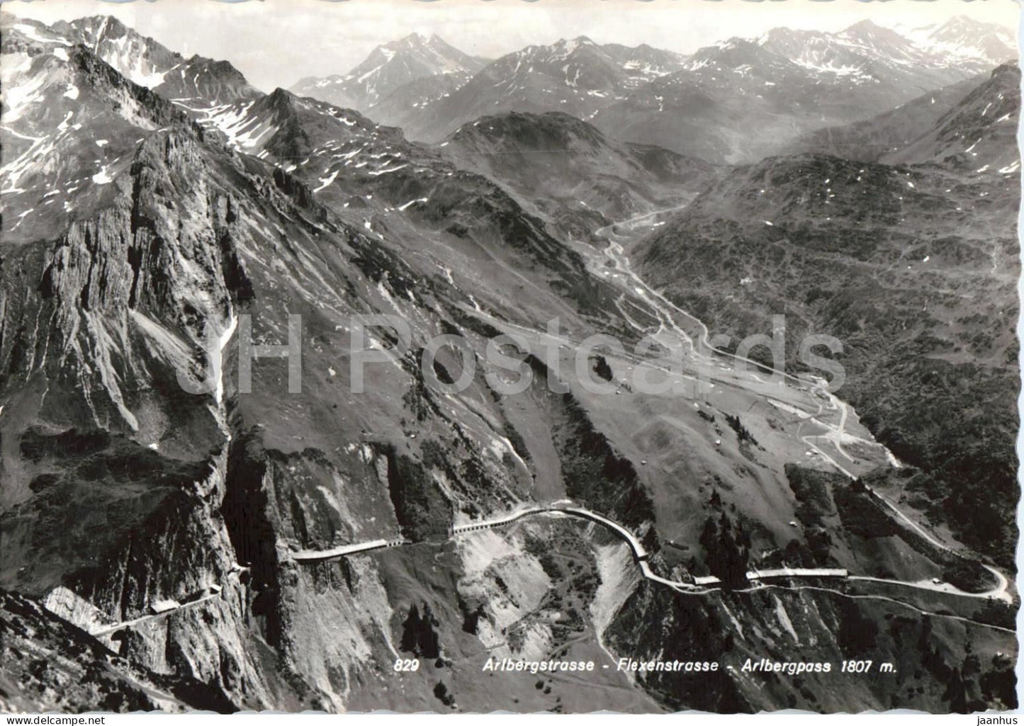 Arlbergstrasse - Flexenstrasse - Arlbergpass 1807 m - mountain road - mountains - 829 - old postcard - Austria - unused - JH Postcards
