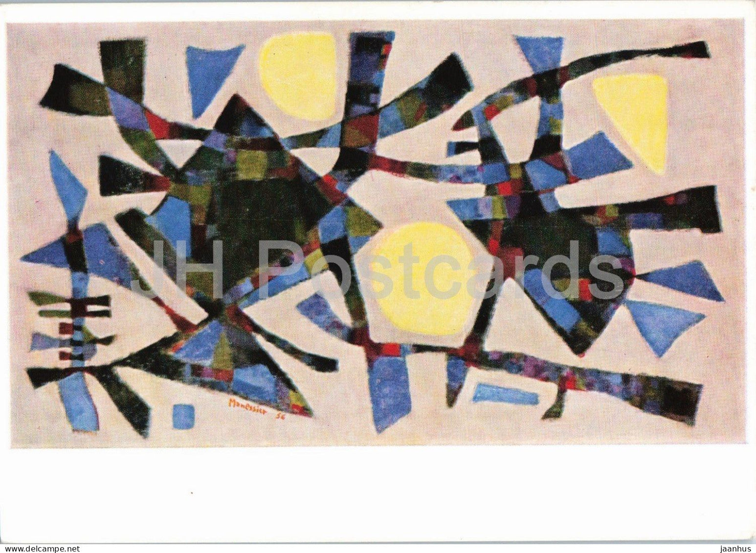painting by Alfred Manessier - February near Haarlem - Februar bei Haarlem - French art - 1956 - Germany - unused - JH Postcards