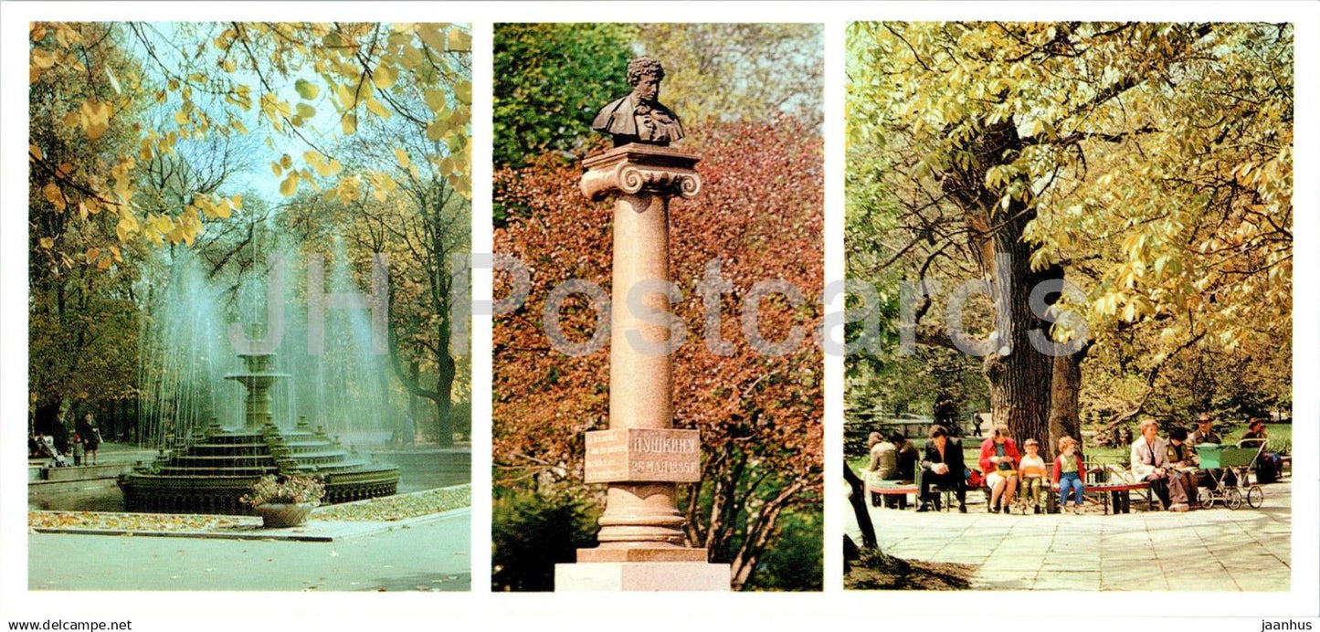 Pushkin Places - Chisinau - fountain in Pushkin park - monument to Pushkin - Pushkin park - 1981 - Moldova USSR - unused - JH Postcards
