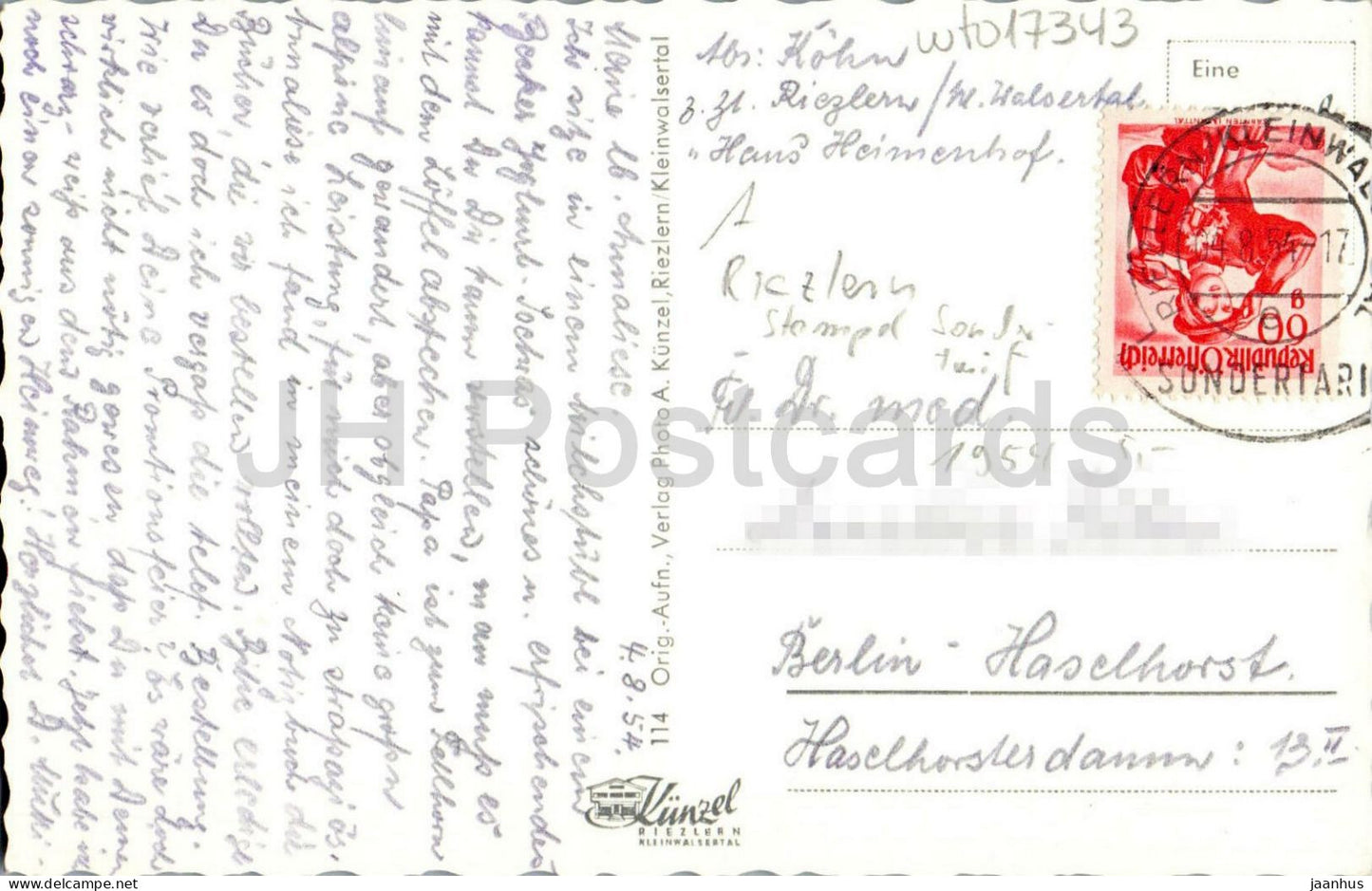Kleinwalsertaler Volkstracht - folk costumes - women - old postcard - 1954 - Austria - used