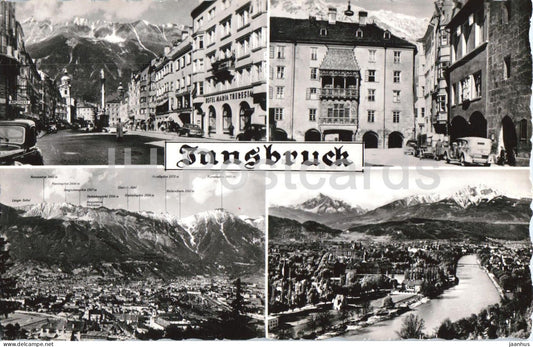 Innsbruck - city panorama - streets - hotel Maria Theresia - alpine city - multiview - 19949 - Austria - unused - JH Postcards
