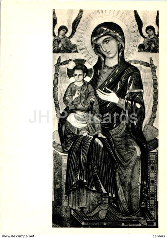 painting - Virgin and Child enthroned - icon - art - 1967 - Russia USSR - unused - JH Postcards