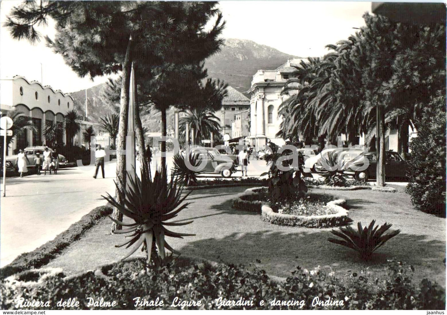 Riviera delle Palme - Finale Ligure - Giardini e dancing Ondina - seaside resort car old postcard - 1957 - Italy - used - JH Postcards