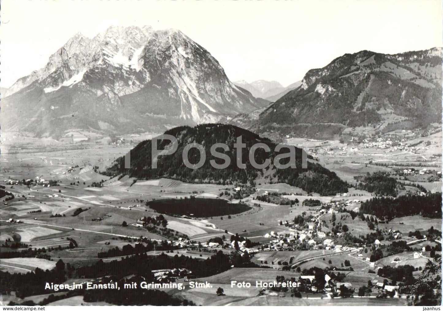Aigen im Ennstal mit Grimming Stmk. - mountain landscape - alpine landscape village view old postcard - Austria - unused - JH Postcards