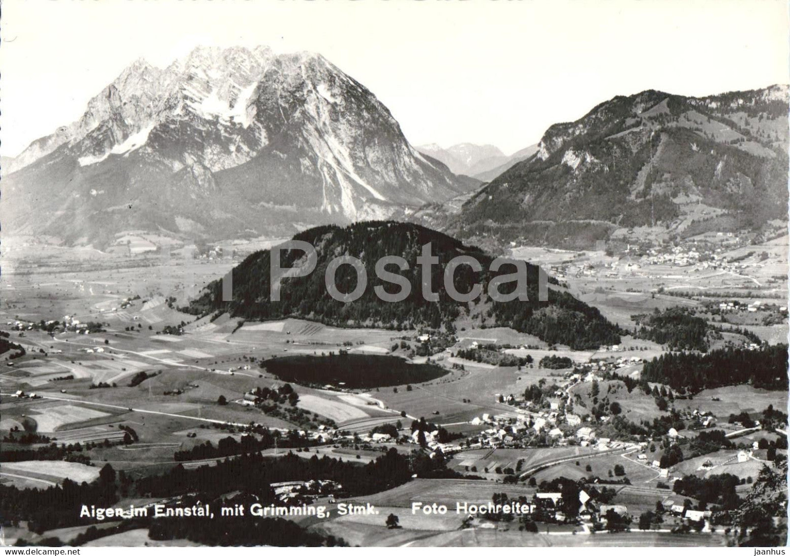 Aigen im Ennstal mit Grimming Stmk. - mountain landscape - alpine landscape village view old postcard - Austria - unused - JH Postcards