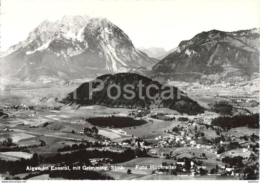 Aigen im Ennstal mit Grimming Stmk. - mountain landscape - alpine landscape village view old postcard - Austria - unused - JH Postcards