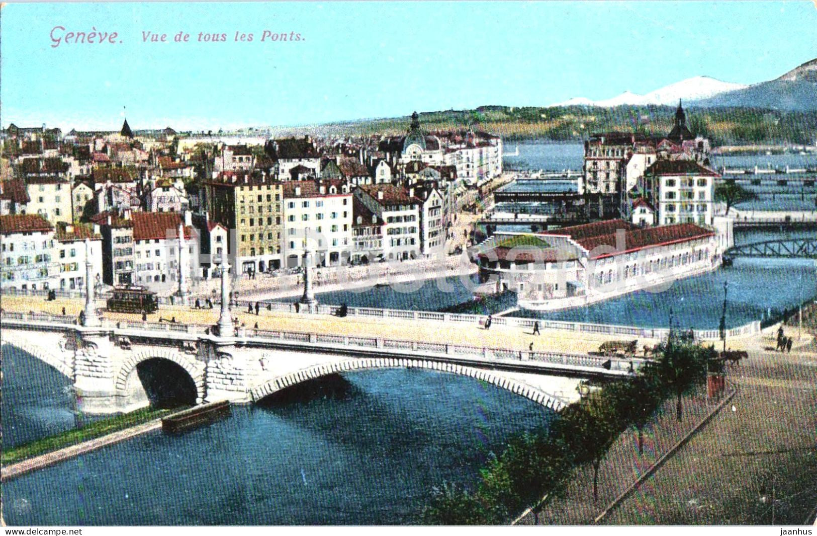 Geneve - Geneva - Vue de tous les Ponts - river - bridge - old postcard - Switzerland - unused - JH Postcards