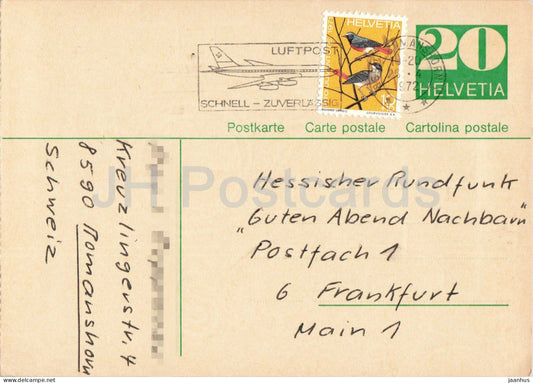 Guten Abend Nachbarn - Hessischer Rundfunk - postal stationery - 152 - 1972 - Switzerland - used - JH Postcards