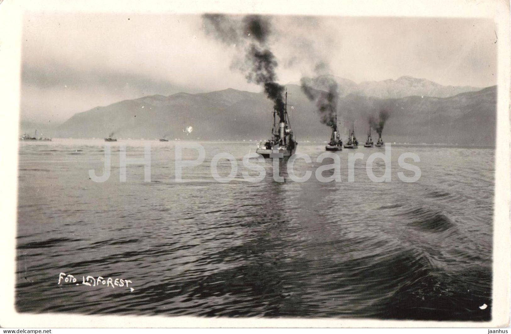 Naval vessels at sea Bay of Kotor area - warships in formation - military - Foto Laforest - Montenegro - used - JH Postcards