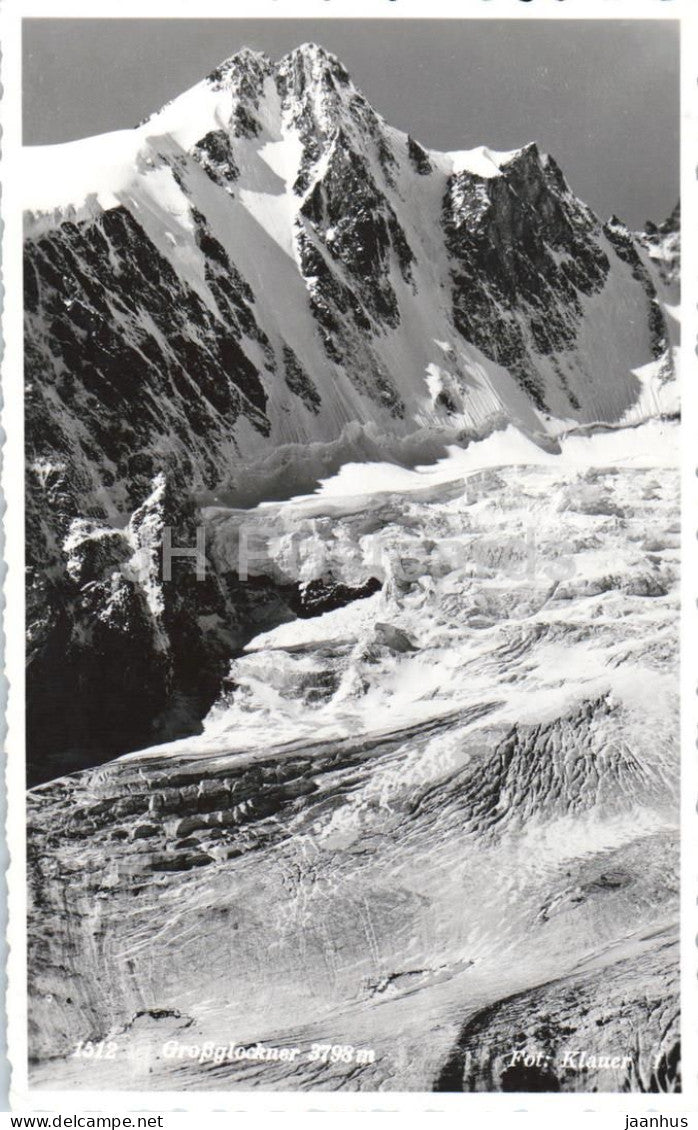 Grossglockner 3798 m - glacier - Alps - mountains - 1512 - old postcard - 1950s - Austria - used - JH Postcards