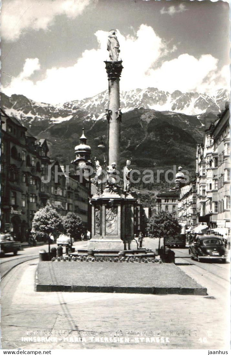 Innsbruck - Maria Theresienstrasse - street - old car - old postcard - 79358 - 1957 - Austria - used - JH Postcards