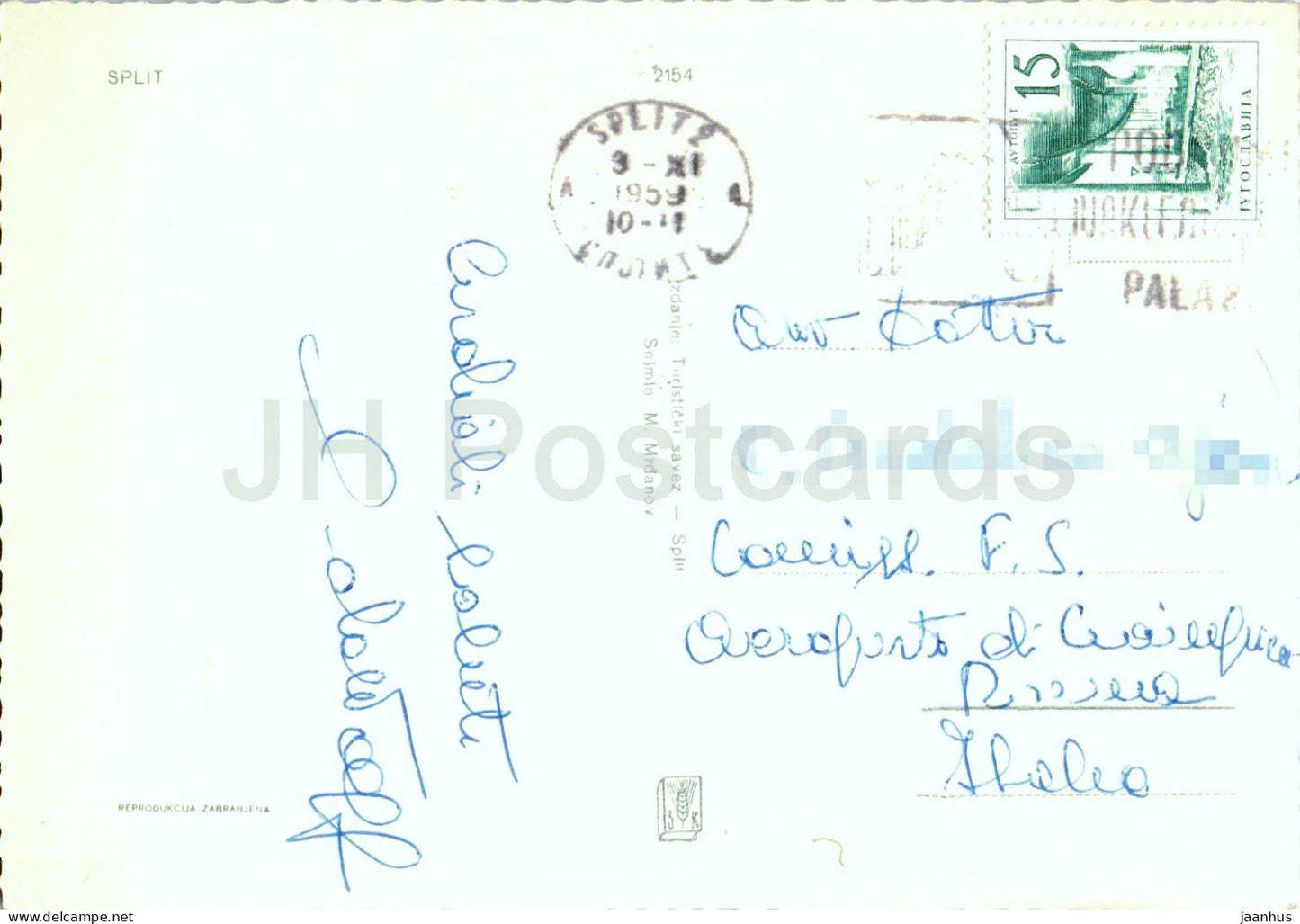 Split - Stadtpromenade - 2154 - alte Postkarte - 1959 - Kroatien Jugoslawien - gebraucht