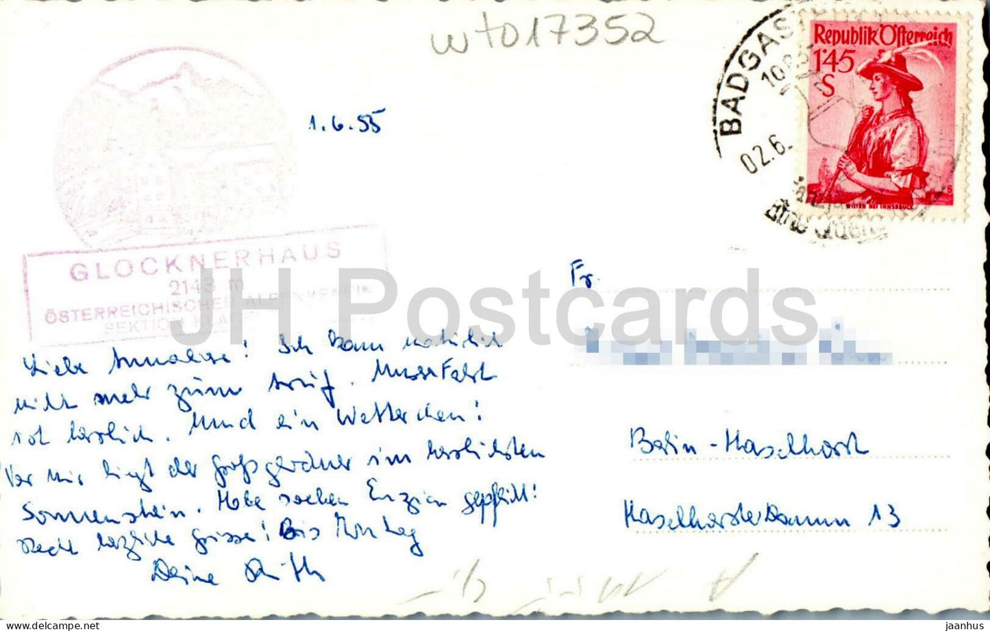 Großglockner 3798 m – Gletscher – Alpen – Berge – 1512 – alte Postkarte – 1950er Jahre – Österreich – gebraucht