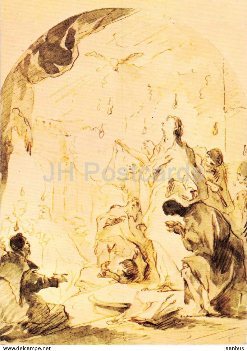 drawing by Franz Anton Maulbertsch - The Descent of the Holy Spirit - Austrian art - 1007 - Austria - unused - JH Postcards