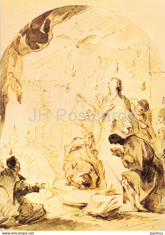 drawing by Franz Anton Maulbertsch - The Descent of the Holy Spirit - Austrian art - 1007 - Austria - unused - JH Postcards