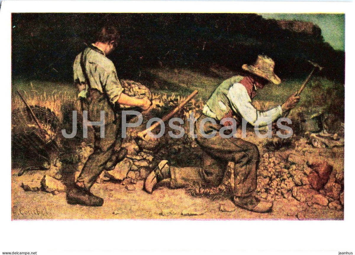 painting by Gustave Courbet - The Stone Breakers - French art - 1963 - Russia USSR - unused - JH Postcards