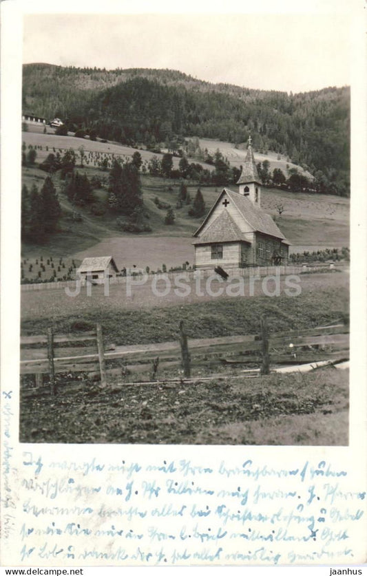 Kleinkirchheim - Evangelische Kirche - Church - wooden church - rural landscape - old postcard - 1939 - Austria - used - JH Postcards