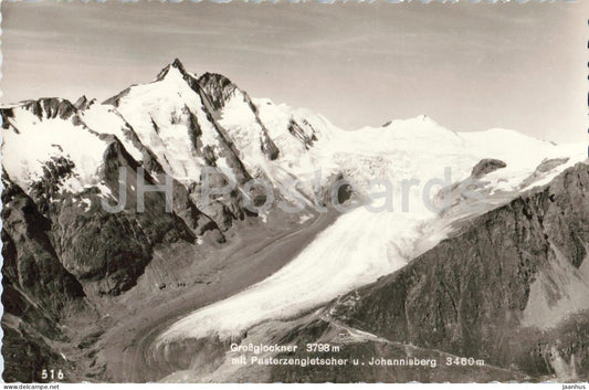 Grossglockner 3798 m mit Pasterzengletscher u. Johannisberg 3460 m - mountains - Alps - 516 - 1963 - Austria - used - JH Postcards