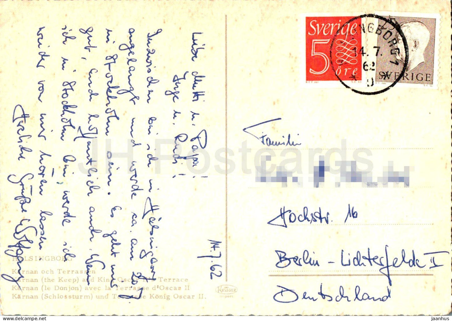 Helsingborg - Karnan och Terrassen - Le donjon et la terrasse du roi Oscar II - 1962 - Suède - d'occasion 
