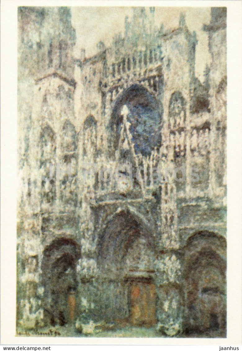 painting by Claude Monet - Rouen Cathedral - cathedrale - architecture - French art - France - unused - JH Postcards