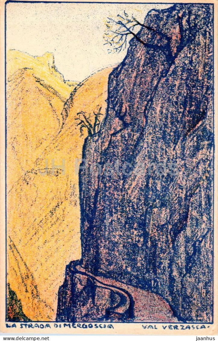 La Strada di Mergoscia - Val Verzasca - illustration - Ernst Geiger - old postcard - Switzerland - used - JH Postcards