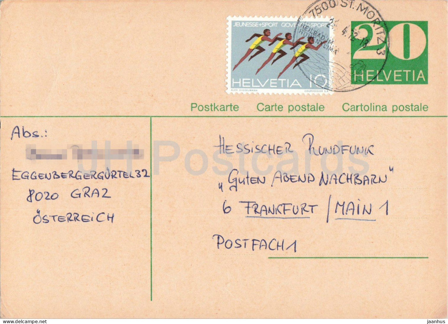 Guten Abend Nachbarn - Hessischer Rundfunk - postal stationery - 147 - 1972 - Switzerland - used - JH Postcards