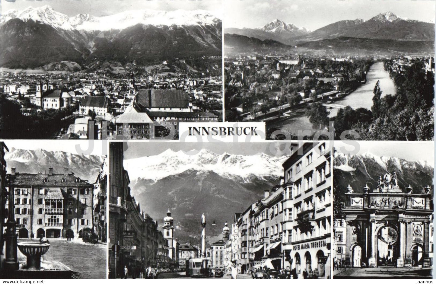 Innsbruck - Triumphpforte - Nordkette - city panorama - streets - multiview - 90 - Austria - unused - JH Postcards
