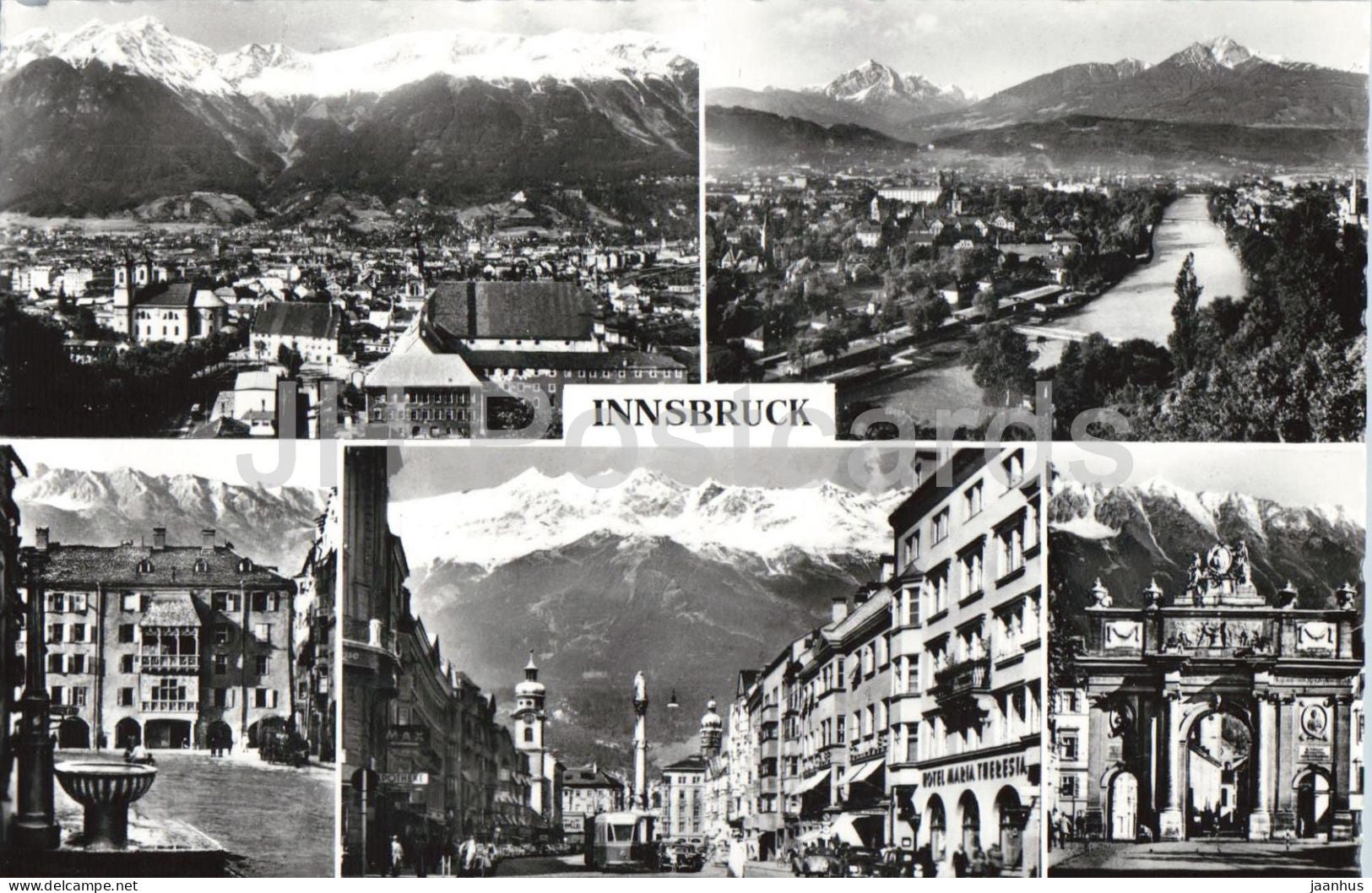 Innsbruck - Triumphpforte - Nordkette - city panorama - streets - multiview - 90 - Austria - unused - JH Postcards
