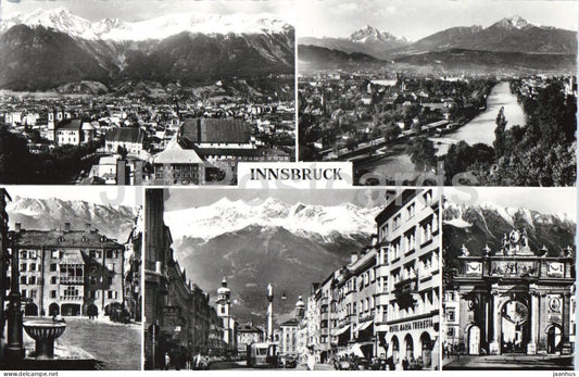 Innsbruck - Triumphpforte - Nordkette - city panorama - streets - multiview - 90 - Austria - unused - JH Postcards