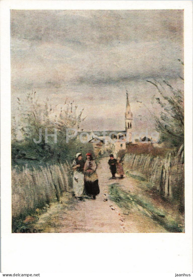 painting by Camille Corot - The Bell Tower at Argenteuil - French art - old postcard - 1958 - Russia USSR - unused - JH Postcards