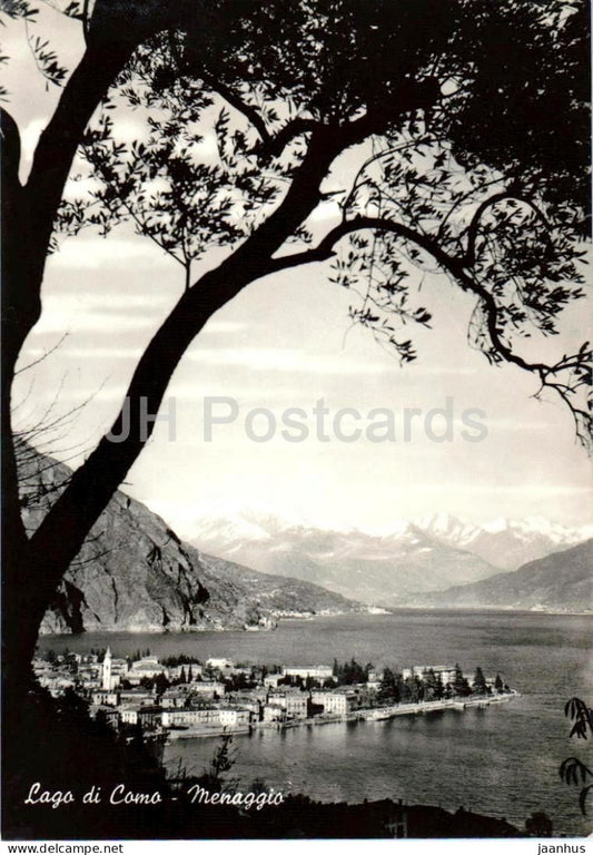 Lago di Como - Menaggio - lake town panorama mountains shoreline - 166 - old postcard - Italy - unused - JH Postcards