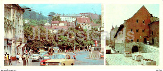 Lviv - 1st May street - Arsenal museum - car Moskvich - 1984 - Ukraine USSR - unused - JH Postcards