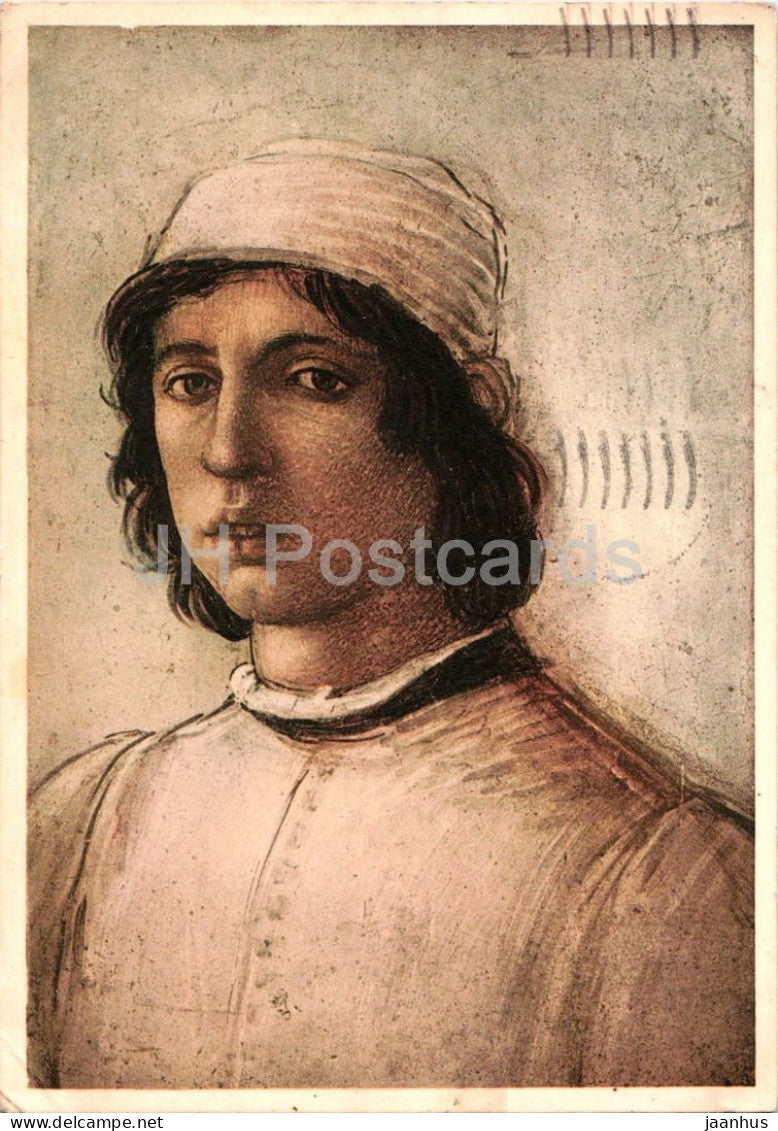 painting by Filipo Lippi - self portrait - Italian art - old postcard - 1935 - Italy - used - JH Postcards